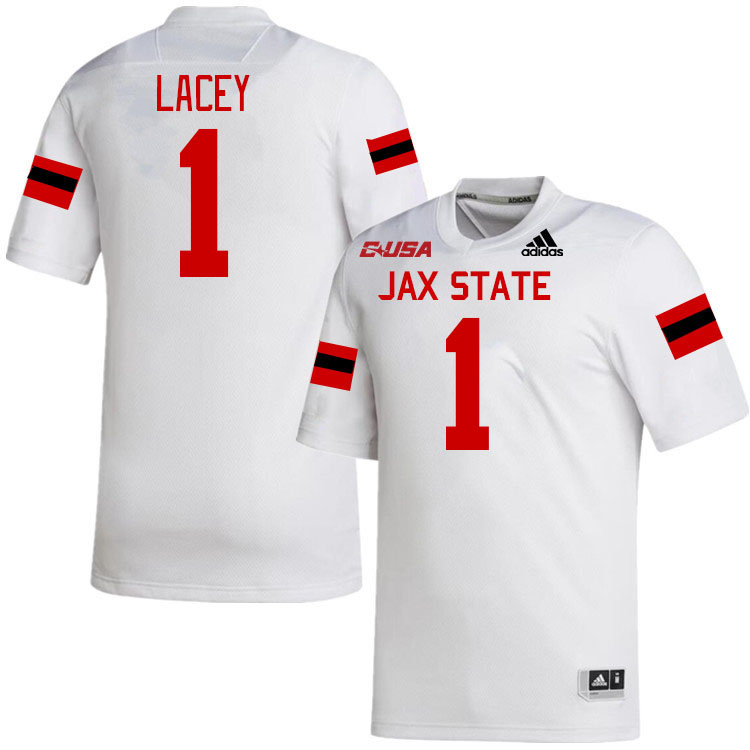 #1 Demarcus Lacey Jacksonville State Gamecocks College Football Jerseys Stitched-White